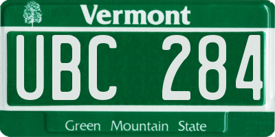 VT license plate UBC284