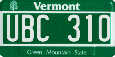 VT license plate UBC310