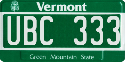 VT license plate UBC333