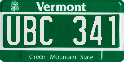 VT license plate UBC341