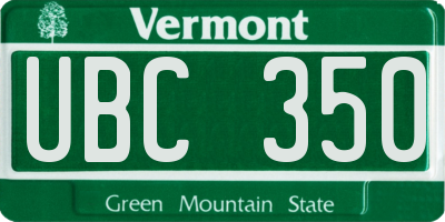 VT license plate UBC350