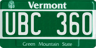 VT license plate UBC360
