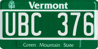 VT license plate UBC376