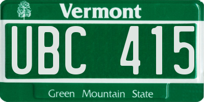 VT license plate UBC415