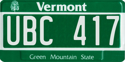 VT license plate UBC417