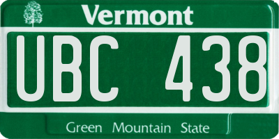 VT license plate UBC438