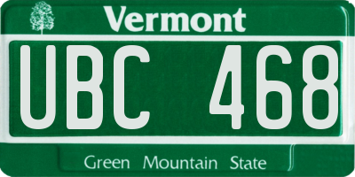 VT license plate UBC468