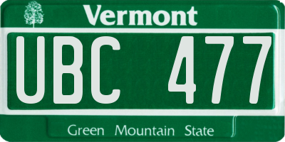 VT license plate UBC477