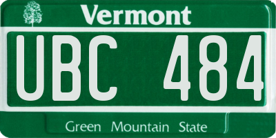VT license plate UBC484