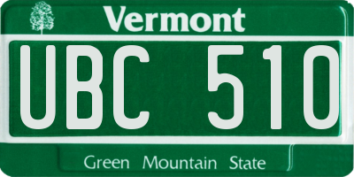 VT license plate UBC510