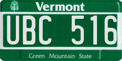 VT license plate UBC516