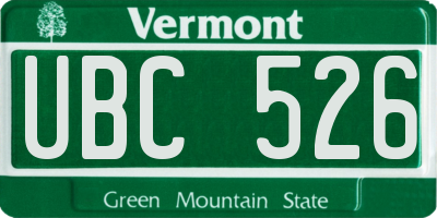 VT license plate UBC526