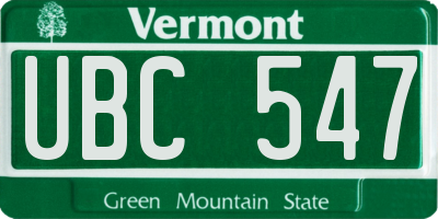 VT license plate UBC547