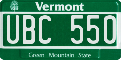 VT license plate UBC550