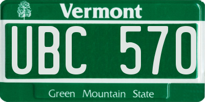 VT license plate UBC570