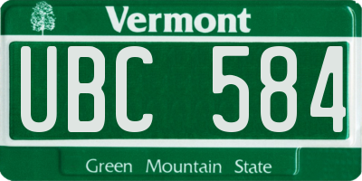 VT license plate UBC584