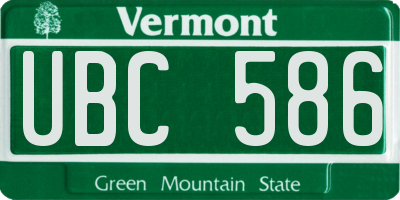 VT license plate UBC586