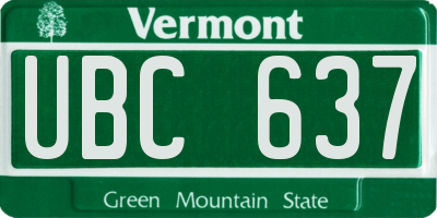 VT license plate UBC637