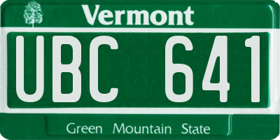 VT license plate UBC641
