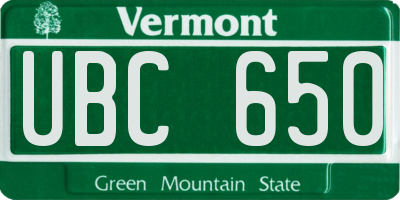 VT license plate UBC650