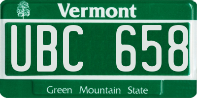 VT license plate UBC658
