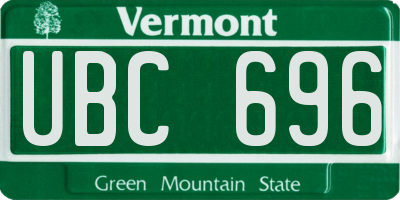 VT license plate UBC696