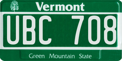 VT license plate UBC708