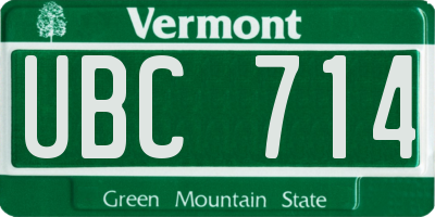 VT license plate UBC714