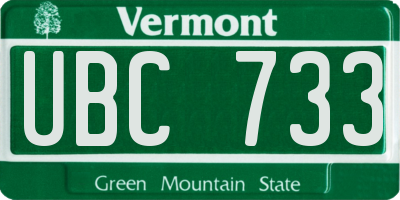VT license plate UBC733