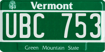 VT license plate UBC753