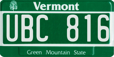 VT license plate UBC816
