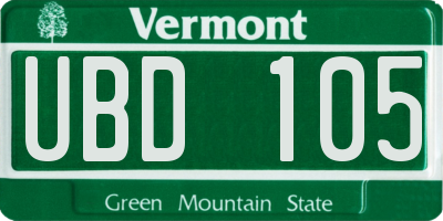 VT license plate UBD105