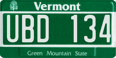 VT license plate UBD134