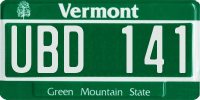 VT license plate UBD141