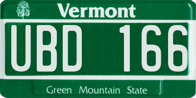 VT license plate UBD166