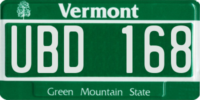 VT license plate UBD168