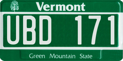VT license plate UBD171