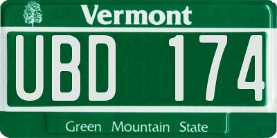 VT license plate UBD174