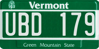 VT license plate UBD179