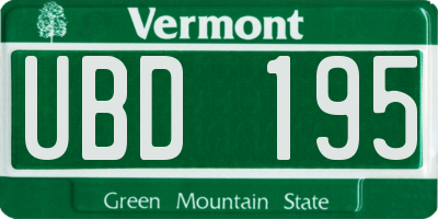 VT license plate UBD195