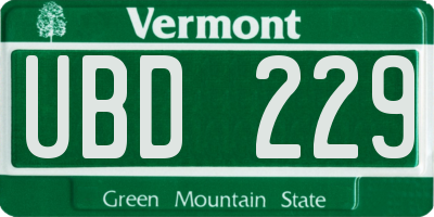 VT license plate UBD229