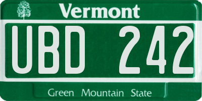 VT license plate UBD242