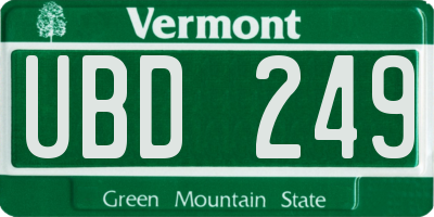 VT license plate UBD249