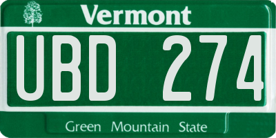 VT license plate UBD274