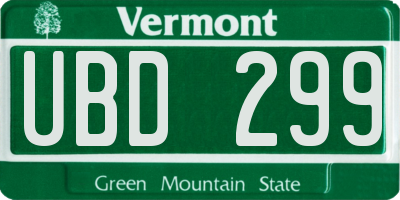 VT license plate UBD299