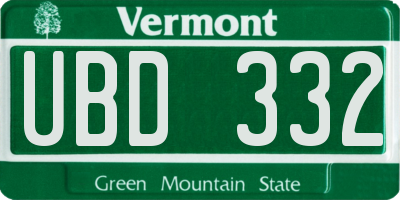 VT license plate UBD332