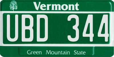 VT license plate UBD344