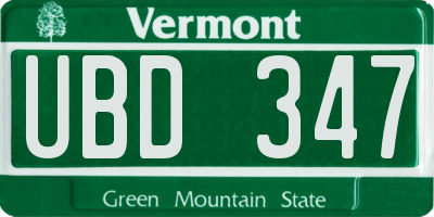VT license plate UBD347