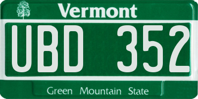 VT license plate UBD352