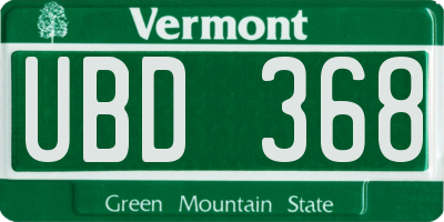 VT license plate UBD368
